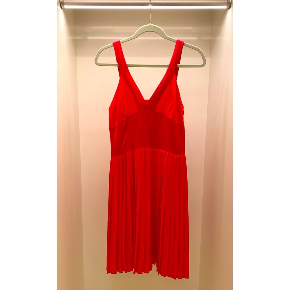 Hugo Boss Red Pleated Dress